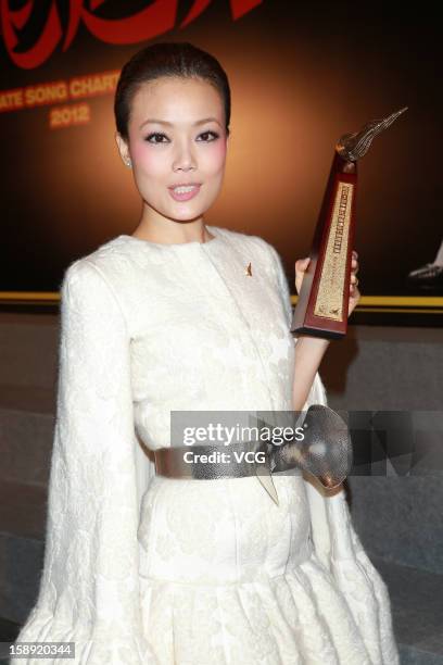 Singer Joey Yung attends 2012 Chic Chak Music Awards at Hong Kong Convention and Exhibition Center on January 2, 2013 in Hong Kong, Hong Kong.