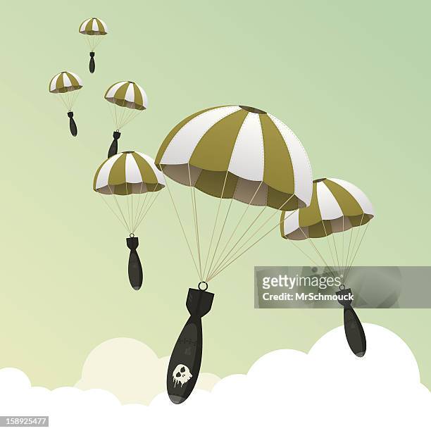 ilustraciones, imágenes clip art, dibujos animados e iconos de stock de alfombra bombardeos. - paracaídas
