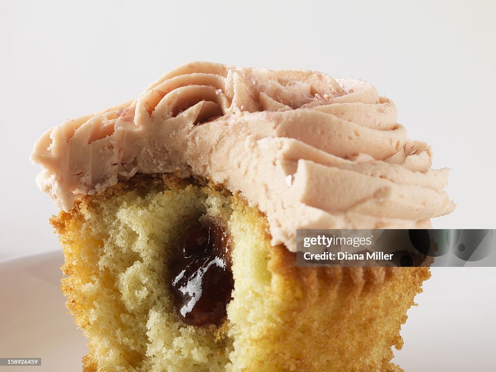 Close up of filled cupcake