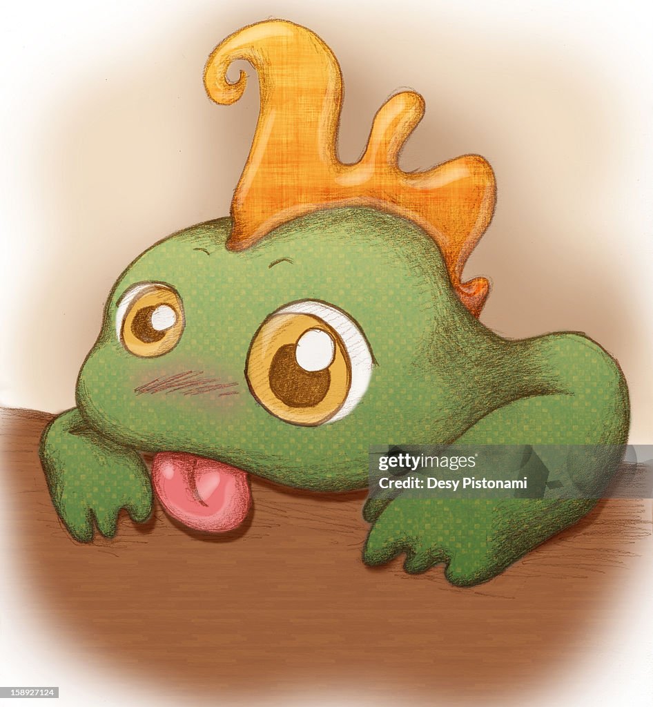 Lizard sticking out his tongue