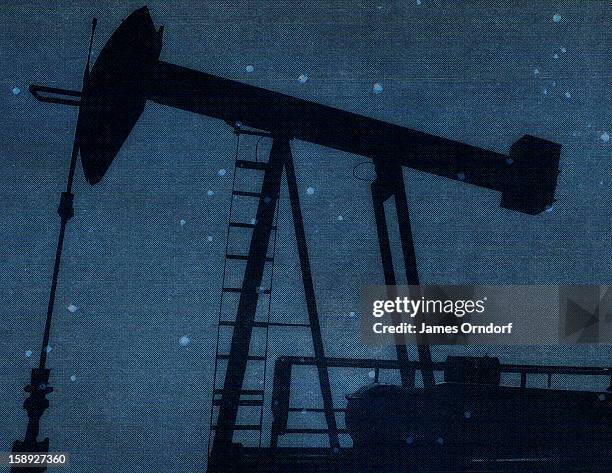 a silhouette of a oil rig - james orndorf stock illustrations