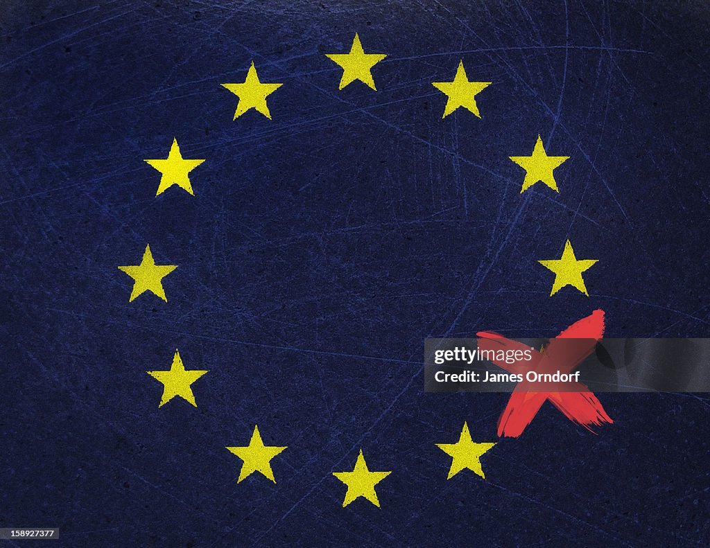 European Union flag with a star crossed off