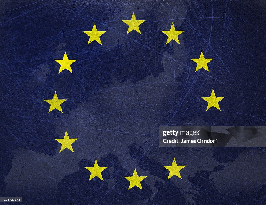 European Union flag with one of the stars missing