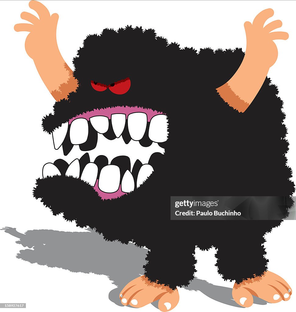 A man dressed as a hairy monster