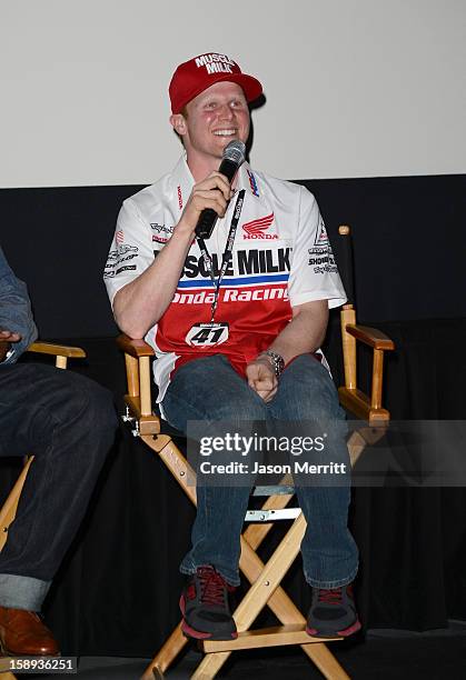 Supercross champion Trey Canard attends the Trey Canard "REvival 41" premiere held at UltraLuxe Cinemas at Anaheim GardenWalk on January 3, 2013 in...
