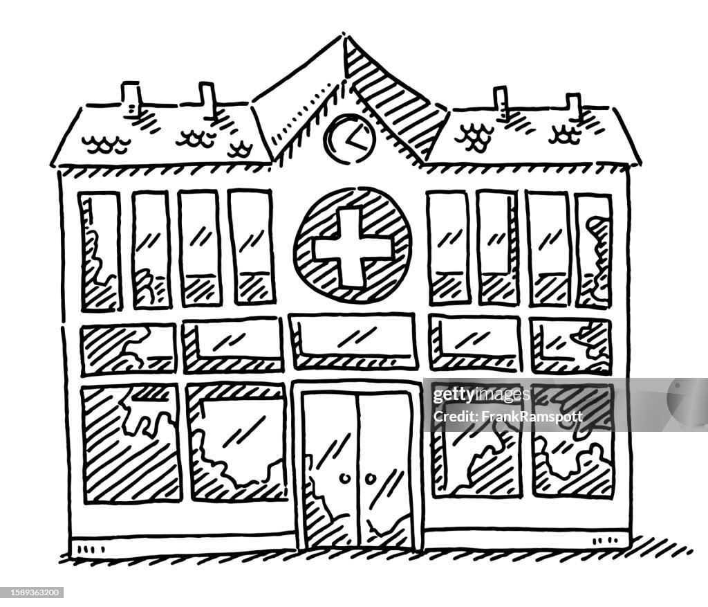 Doctors Building Drawing Hospital Building Drawing High-Res Vector Graphic - Getty Images