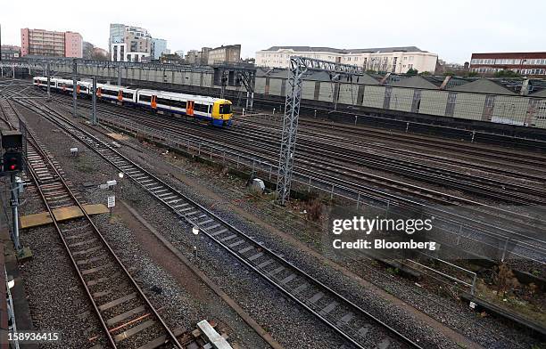 London Overground Operations Ltd. Train leaves Euston railway station in London, U.K., on Thursday, Jan. 3 2013. Rail commuters have been hit by...