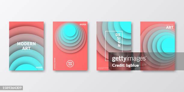 brochure template layout, blue cover design, business annual report, flyer, magazine - pink and turquoise background stock illustrations