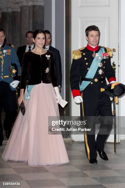 Crown Prince Frederik, and Crown Princess Mary of Denmark attend a New Year's Levee, for officers from the Defence and Danish Emergency management...
