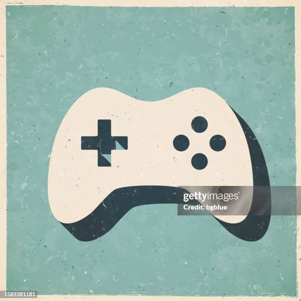 game controller. icon in retro vintage style - old textured paper - old joystick stock illustrations