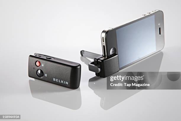 Belkin LiveAction Camera Remote for Apple iPhone 4 and 4S photographed during a studio shoot for Tap Magazine, April 2, 2012.