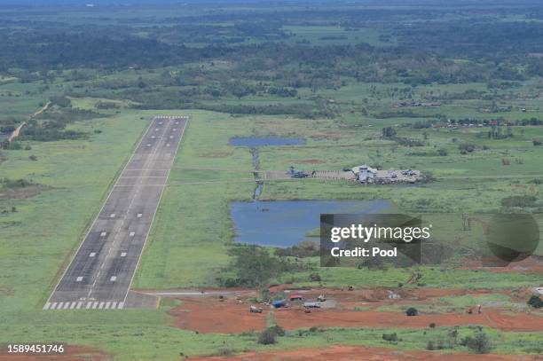 An aerial view of Lal-lo Air Base on August 03, 2023 in Lal-lo, Cagayan, Philippines. Lal-lo Airbase is one of nine military bases in the country to...