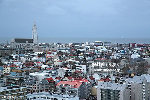 Residential and commercial buildings stand on the city skyline in Reykjavik, Iceland, on Thursday, Jan. 3, 2013. Creditors of Iceland's three biggest...