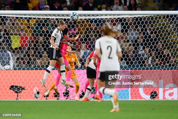 Alexandra Popp of Germany scores her team's first goal during the FIFA Women's World Cup Australia & New Zealand 2023 Group H match between South...