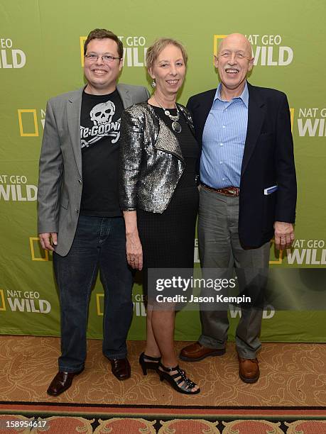 Charles Pol, Diane Pol and Dr. Jan Pol attend the National Geographic Channels' '2013 Winter TCA' Cocktail Party at the Langham Huntington Hotel on...