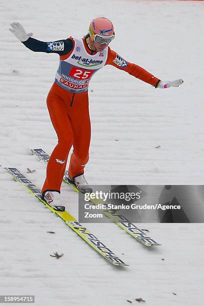 Martin Koch of Austria during the FIS Ski Jumping World Cup Vierschanzentournee on January 04, 2013 in Innsbruck, Austria.