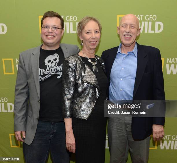 Charles Pol, Diane Pol and Dr. Jan Pol attend the National Geographic Channels' '2013 Winter TCA' Cocktail Party at the Langham Huntington Hotel on...