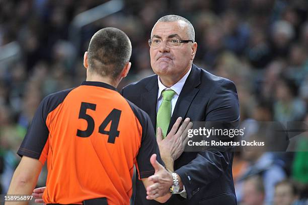 Jasmin Repesa, Head Coach of Unicaja Malaga in action during the 2012-2013 Turkish Airlines Euroleague Top 16 Date 2 between Zalgiris Kaunas v...