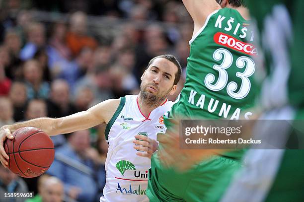 Sergi Vidal, #9 of Unicaja Malaga in action during the 2012-2013 Turkish Airlines Euroleague Top 16 Date 2 between Zalgiris Kaunas v Unicaja Malaga...