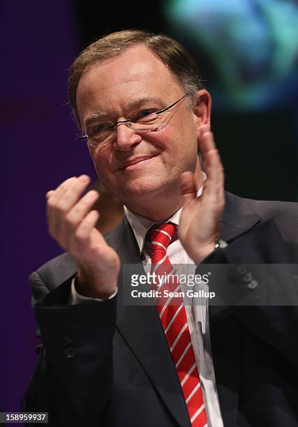 Stephan Weil, Mayor of Hanover and gubernatorial candidate of the German Social Democrats in elections in Lower Saxony, attends an SPD state election...