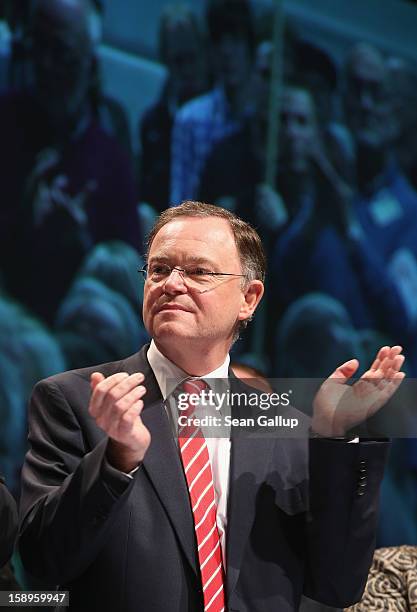 Stephan Weil, Mayor of Hanover and gubernatorial candidate of the German Social Democrats in elections in Lower Saxony, attends an SPD state election...