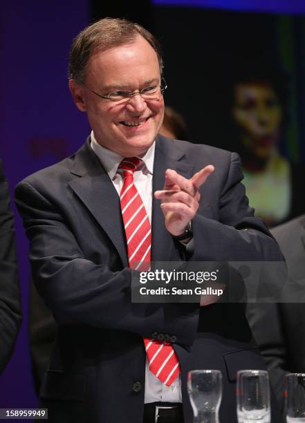 Stephan Weil, Mayor of Hanover and gubernatorial candidate of the German Social Democrats in elections in Lower Saxony, attends an SPD state election...