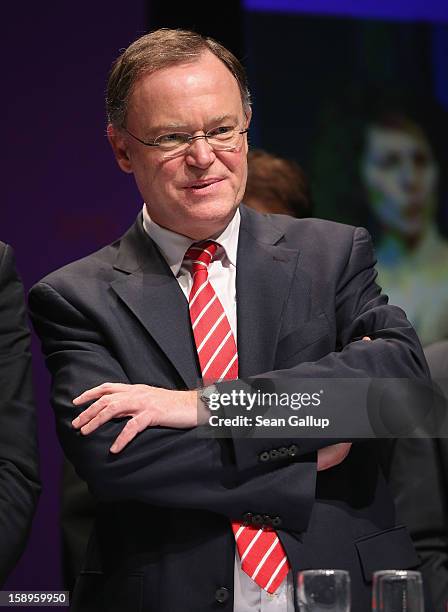 Stephan Weil, Mayor of Hanover and gubernatorial candidate of the German Social Democrats in elections in Lower Saxony, attends an SPD state election...