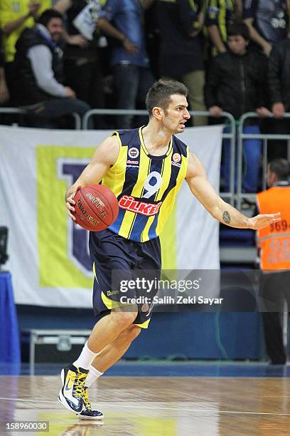 Baris Ermis of Fenerbahce Ulker in action during the 2012-2013 Turkish Airlines Euroleague Top 16 Date 2 between Fenerbahce Ulker Istanbul v...