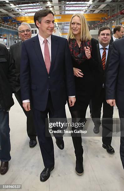 Lower Saxony Governor and incumbant candidate of the German Christian Democrats David McAllister and local CDU candidate Sandra Erfmann tour the...