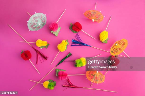 decor for cocktails and parties on skewers. - alcohol free stock pictures, royalty-free photos & images
