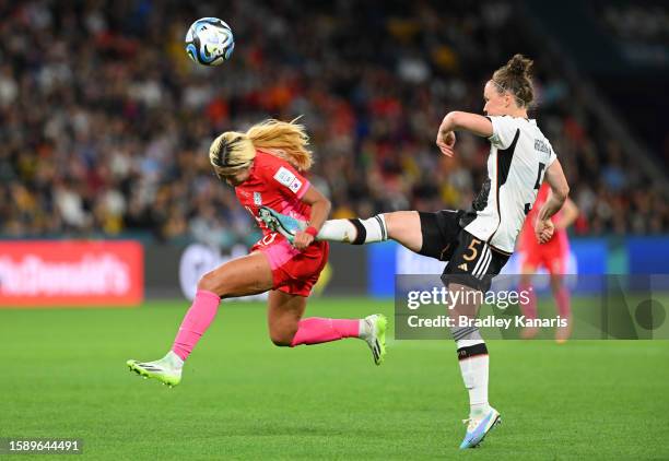 Cho Sohyun of Korea Republic is fouled by Marina Hegering of Germany during the FIFA Women's World Cup Australia & New Zealand 2023 Group H match...