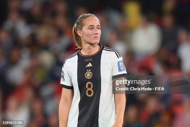 Sydney Lohmann of Germany looks dejected after the team's elimination from the tournament during the FIFA Women's World Cup Australia & New Zealand...