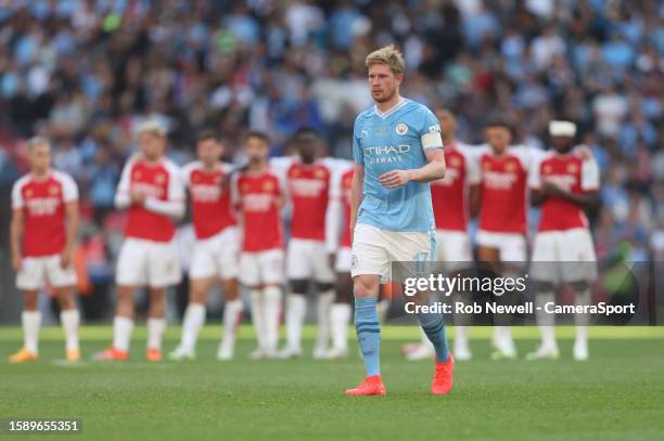 Manchester City's Kevin De Bruyne during the penalty shoot-out during The FA Community Shield match between Manchester City against Arsenal at...