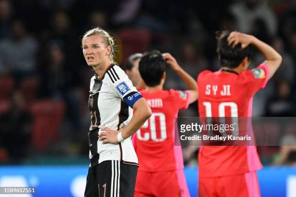 Alexandra Popp of Germany looks dejected after the team's draw and elimination from the tournament during the FIFA Women's World Cup Australia & New...