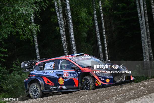 Esapekka Lappi of Finland and Janne Ferm of Finland are competing with their Hyundai Shell Mobis WRT Hyundai i20 N Rally1 Hybrid during Day One of...