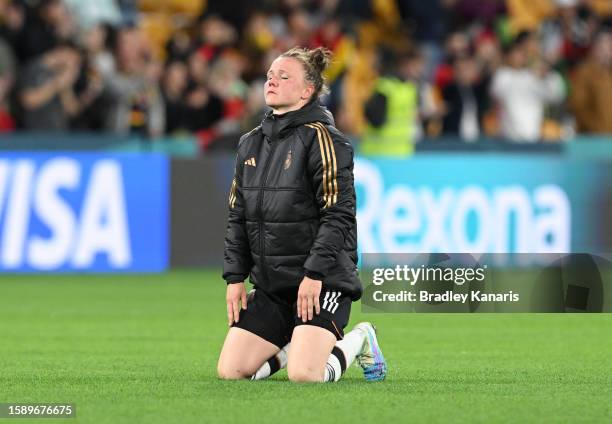 Marina Hegering of Germany looks dejected after the team's elimination from the tournament during the FIFA Women's World Cup Australia & New Zealand...