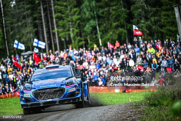 Ott Tanak of Estonia and Martin Jarveoja of Estonia are competing with their M-Sport Ford WRT Ford Puma Rally1 Hybrid during during Day One of the...