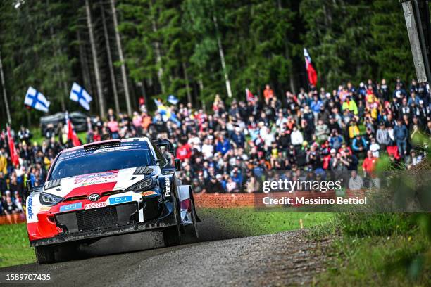 Takamoto Katsuta of Japan and Aaron Johnston of Ireland are competing with their Toyota Gazoo Racing WRT Toyota GR Yaris Rally1 during Day One of the...