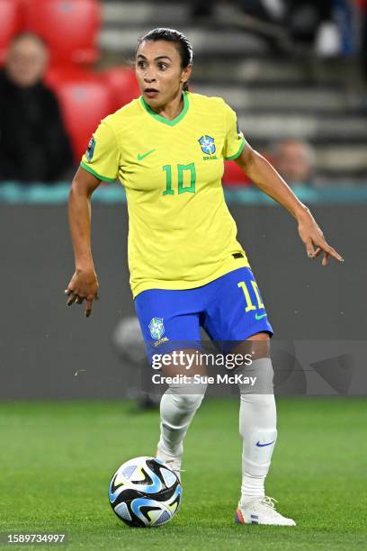 Brazilian record breaking female footballer Marta is pictured during the FIFA Women's World Cup Australia & New Zealand 2023 Group F match between...