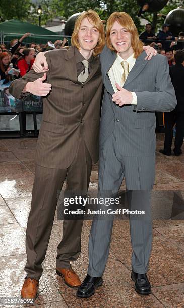 James & Oliver Phelps Attend The 'Harry Potter And The Prisoner Of Azkaban' Uk Film Premiere In London'S Leicetser Square.