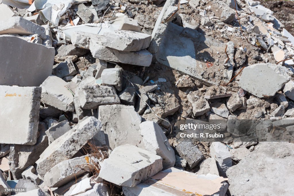 Concrete debris on construction site
