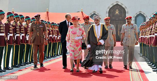 The Queen And Duke Of Edinburgh Say Farewell To Hm Sultan Qaboos Bin Said, The Sultan Of Oman At The Airport At The End Of Their State Visit To...