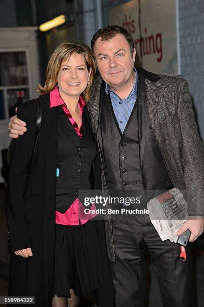 Penny Smith and Paul Ross sighted departing ITV Studios on January 4, 2013 in London, England.