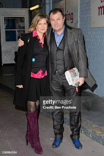 Penny Smith and Paul Ross sighted departing ITV Studios on January 4, 2013 in London, England.