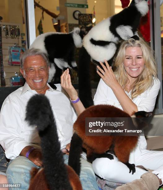 George Teichner and Aviva Drescher are seen during the Jungle Island VIP Safari Tour at Jungle Island on January 4, 2013 in Miami, Florida.