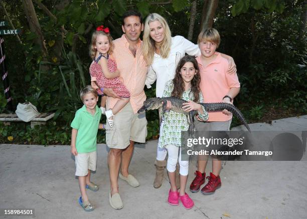 Hudson Drescher, Sienna Drescher, Reid Drescher, Aviva Drescher, Veronica Drescher and Harrison Drescher are seen during the Jungle Island VIP Safari...