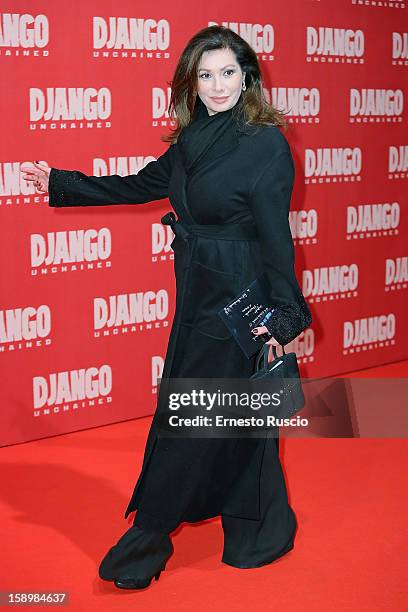 Edwige Fenech attends the 'Django Unchained' premiere at Cinema Adriano on January 4, 2013 in Rome, Italy.