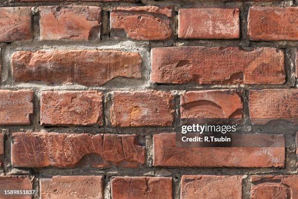 abstract grungy texture brick wall close up - red brick stock pictures, royalty-free photos & images