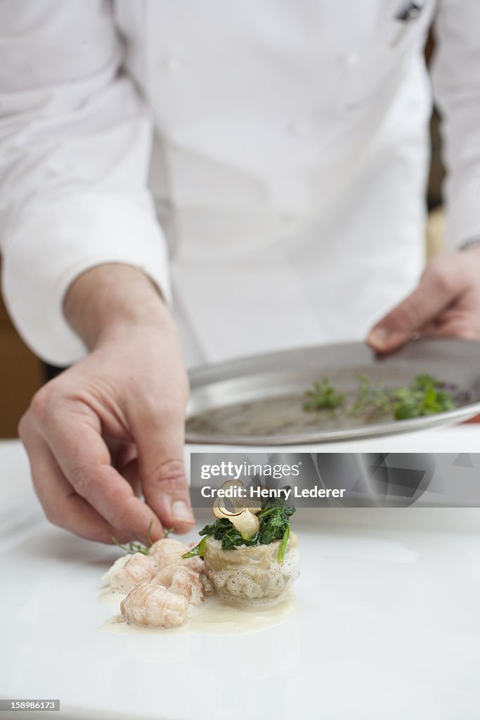 Chef preparing dish