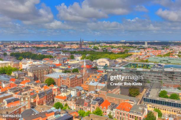 aerial view of the  hague ( den haag ) with mauritshuis and hotel des indes. - peace palace the hague stock pictures, royalty-free photos & images